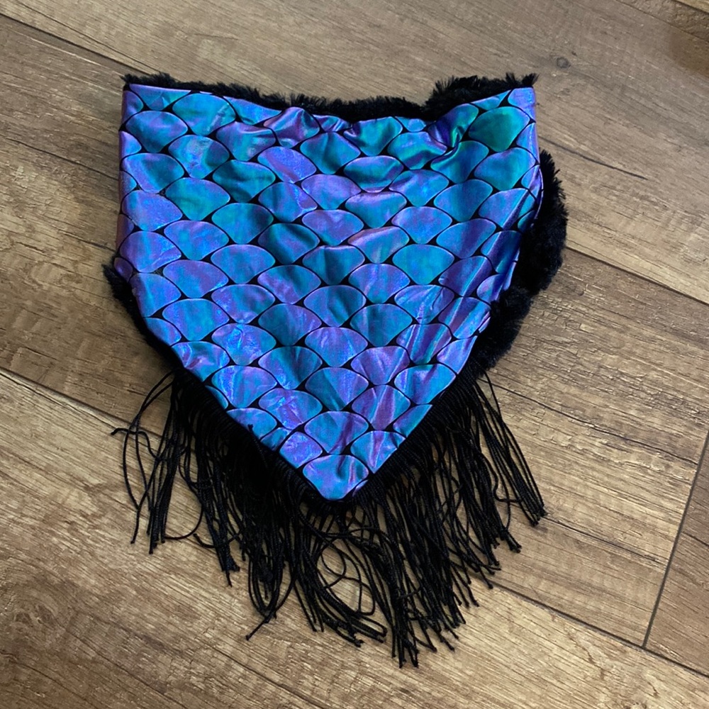 Hand made raver festival bandana scarf mermaid scale print worn once